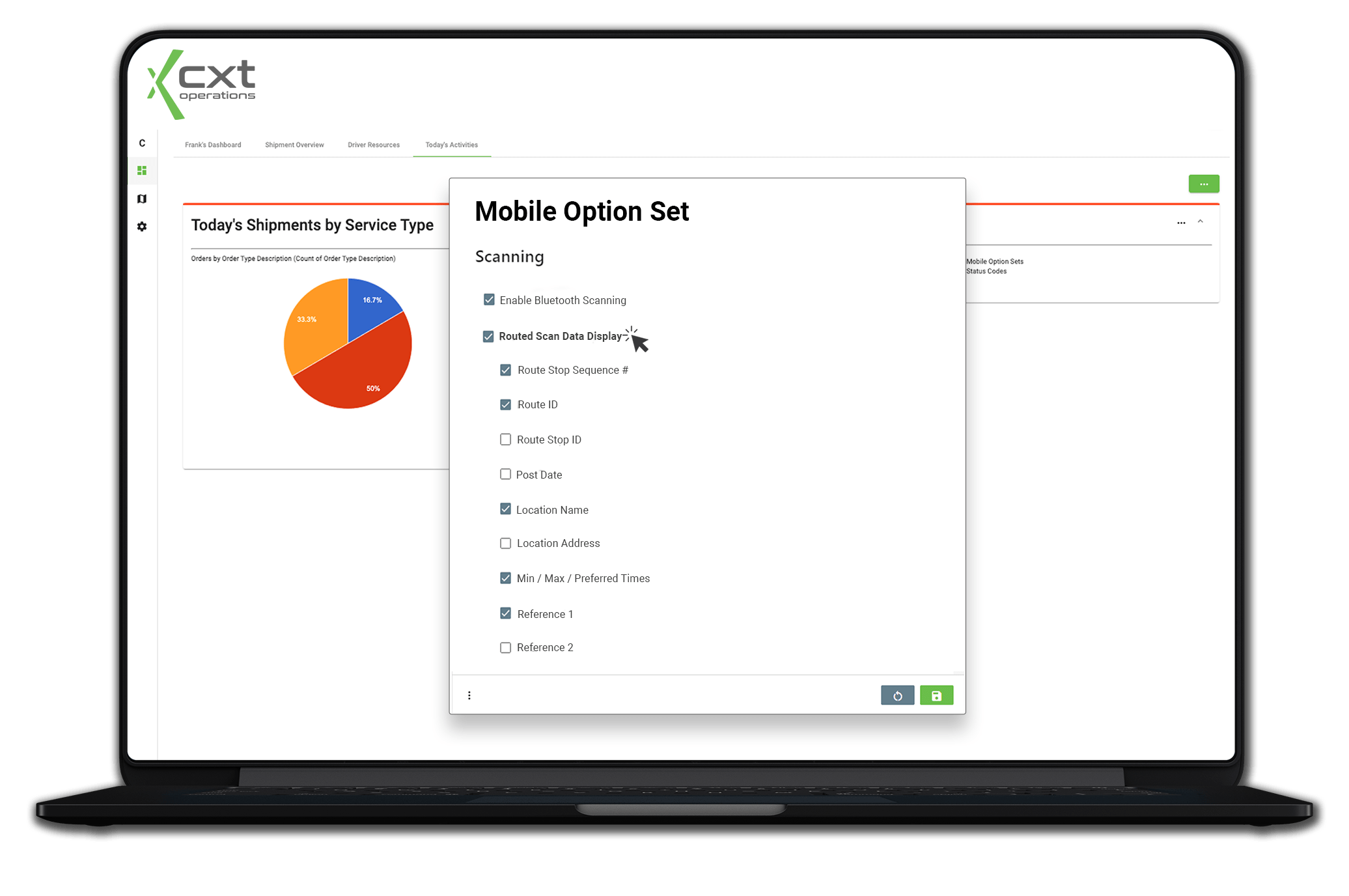 CXT Software Operations App - routed scan data display