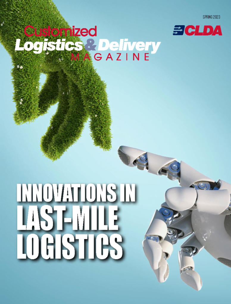 CLDA Magazine cover featuring CXT Software discussing A.I. technology in last-mile delivery logistics