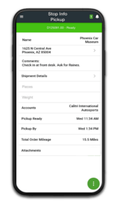 CXT Software driver mobile app with total order mileage