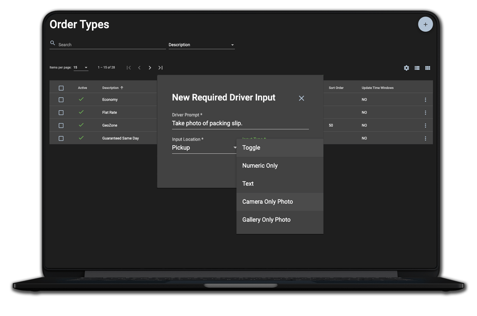 CXT Software operations app create new RDI with camera option