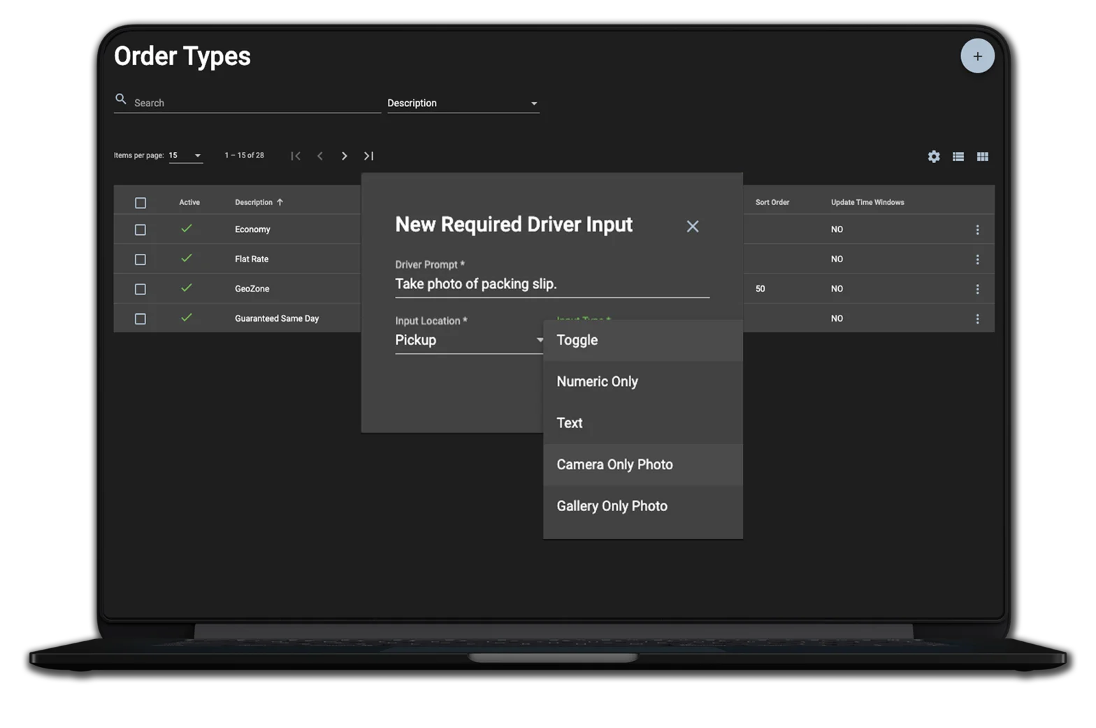 CXT Software operations app create new RDI with camera option
