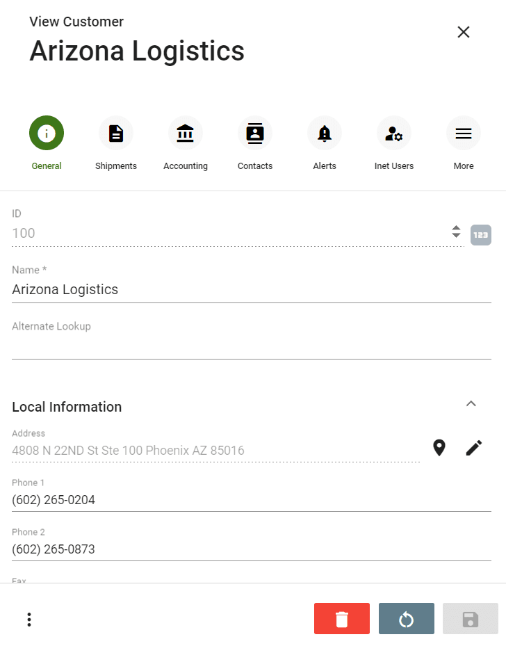 Screenshot of the new Customer records port with a more minimalist, clean user interface