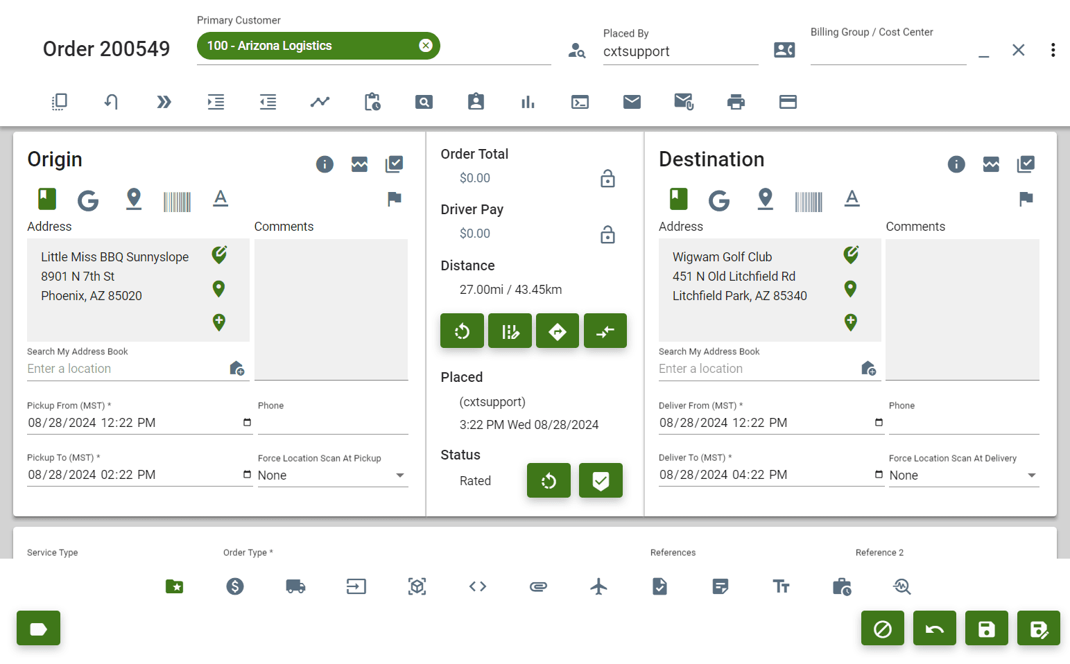 Screenshot of the new On-Demand Shipment orders UI port, with a cleaner, more modern interface