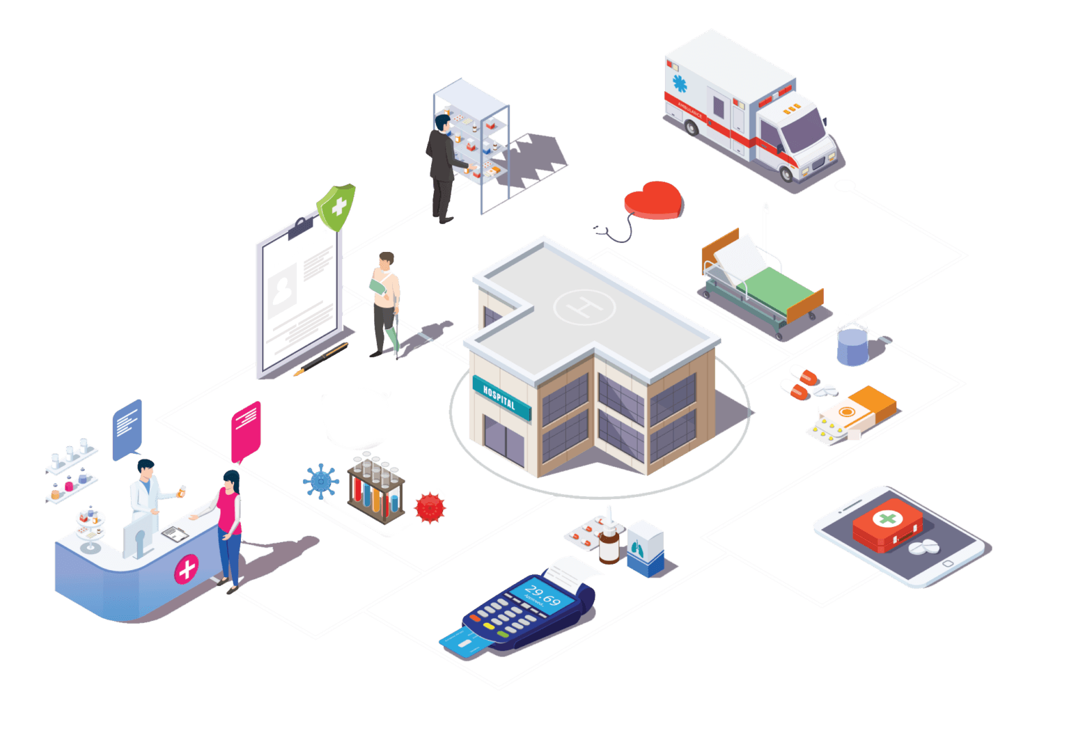 illustration of healthcare lab pharmacy