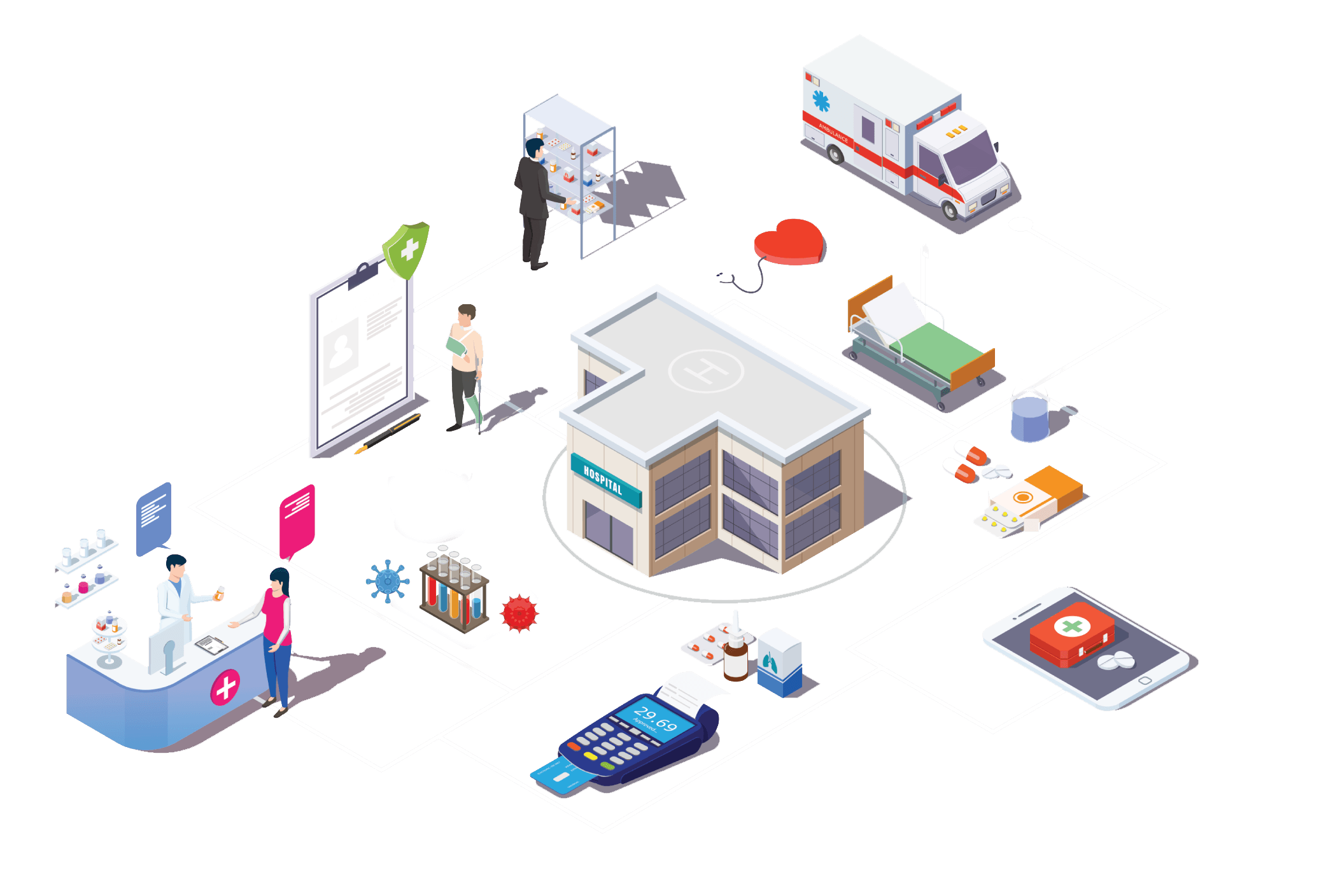 illustration of healthcare lab pharmacy