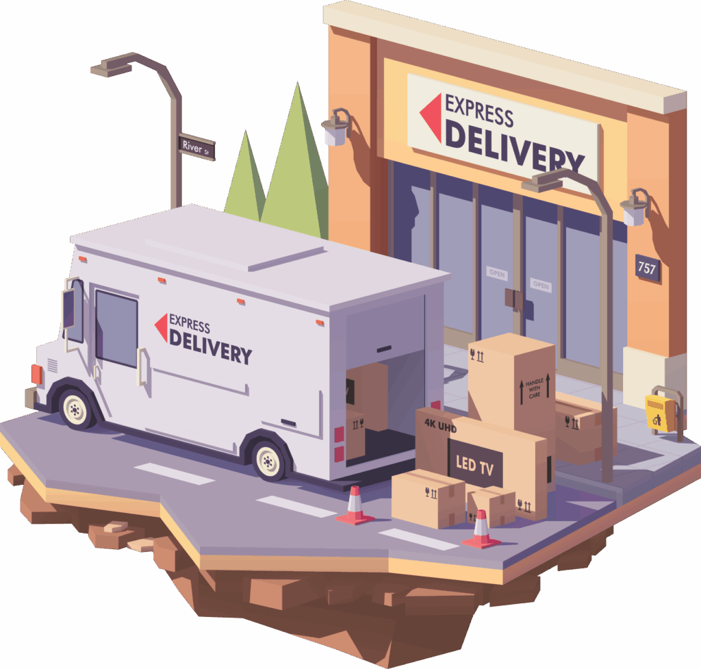 Floating Isometric cartoon Truck