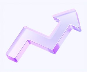 Glassy Upwards Zig Zag Arrow 3D Render