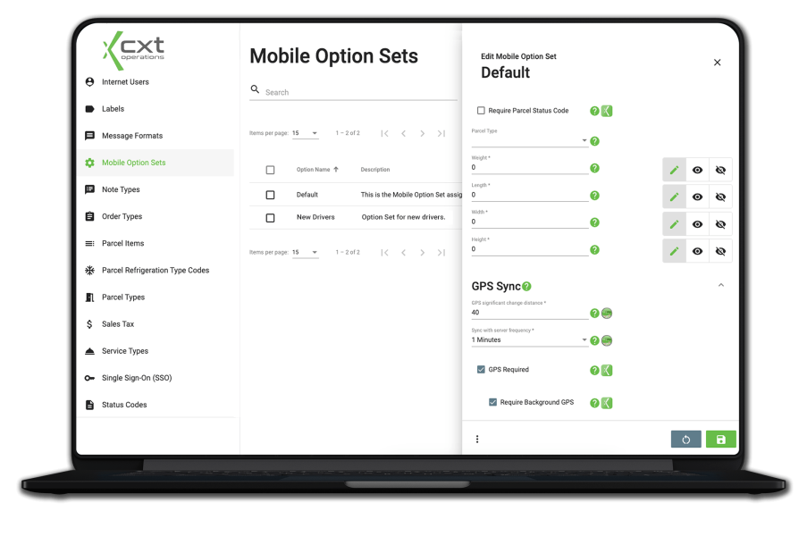 CXT Software Operations App background GPS settings