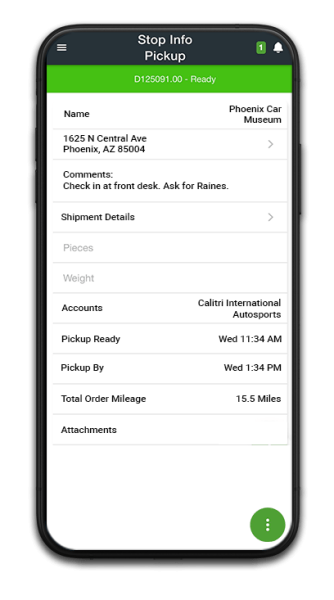 CXT Software driver mobile app with total order mileage