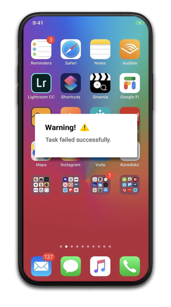 Phone-task warning message mobile phone task warning message